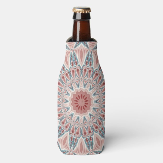 Striking Modern Kaleidoscope Mandala Fractal Art Bottle Cooler (Bottle Front)