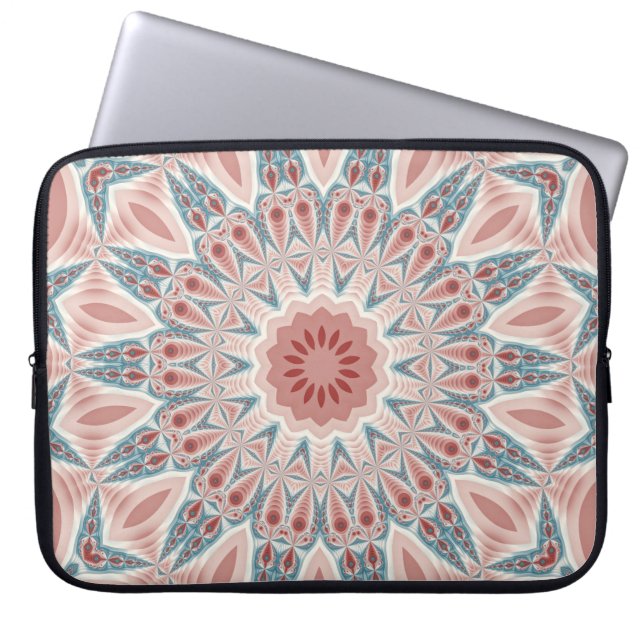 Striking Modern Kaleidoscope Mandala Fractal Art Laptop Sleeve (Front)