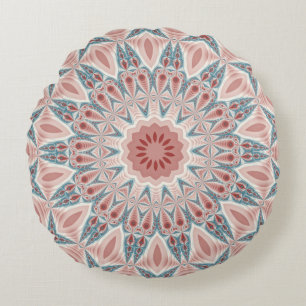 Striking Modern Kaleidoscope Mandala Fractal Art Round Cushion
