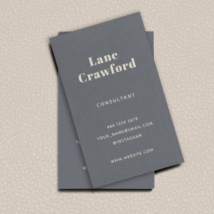 Striking Modern Minimalist Dusty Blue Ivory Business Card