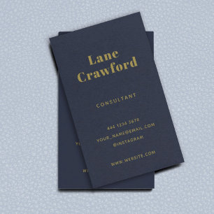 Striking Modern Minimalist Navy Blue Gold Business Card
