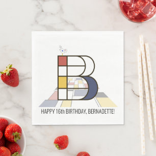 Striking Neoplasticism Style Monogram. Letter B Napkin