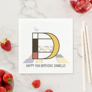 Striking Neoplasticism Style Monogram. Letter D Napkin