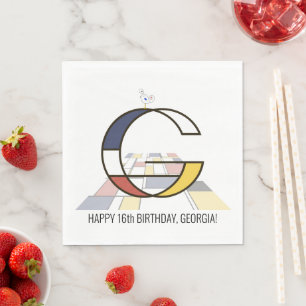 Striking Neoplasticism Style Monogram. Letter G Napkin