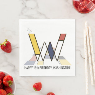 Striking Neoplasticism Style Monogram. Letter W Napkin