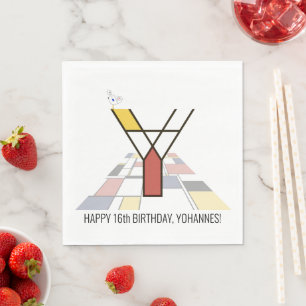 Striking Neoplasticism Style Monogram. Letter Y Napkin