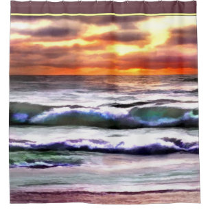 Striking Ocean Sunset at the Beach Shower Curtain