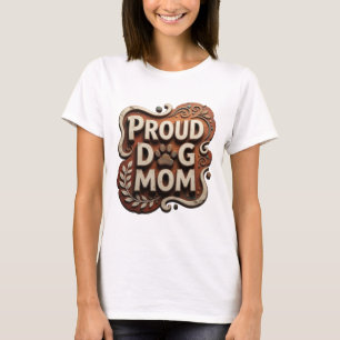Striking Orange PROUD DOG MOM Bold Design T-Shirt