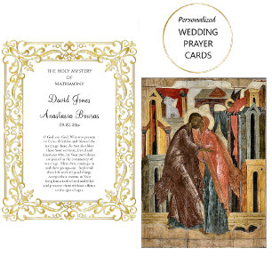 Striking Ornate Gold Frame Wedding Prayer Card    
