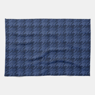 Striking pattern of blue shapes tea towel