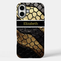 Striking patterns of a black and gold snake skin