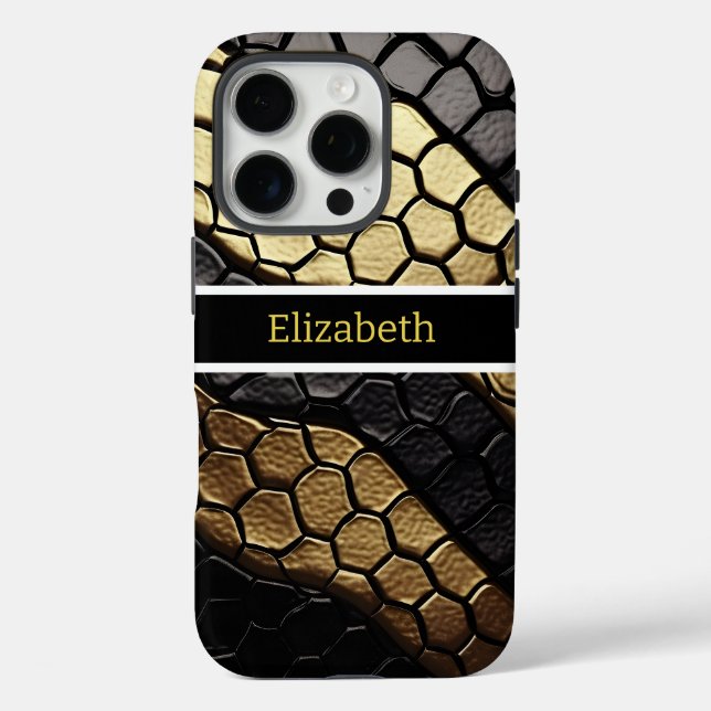 Striking patterns of a black and gold snake skin Case-Mate iPhone case (Back)