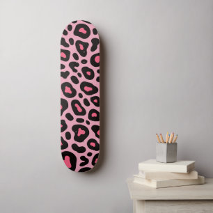 Striking Pink and Black Leopard Print Pattern Skateboard