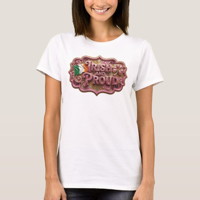 Striking Pink IRISH AND PROUD Tee (Front)