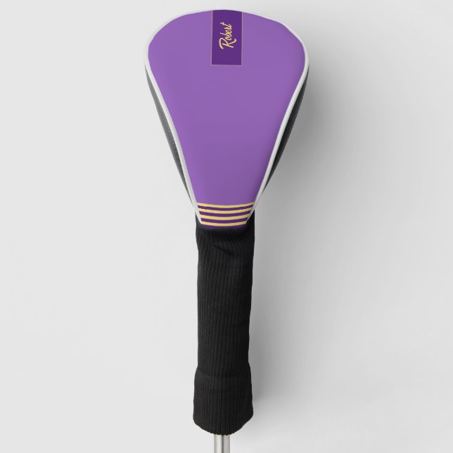 Striking Purple and Gold Modern  Golf Head Cover (Front)