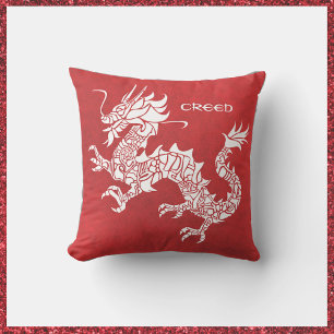 Striking Red and White Dragon  Cushion