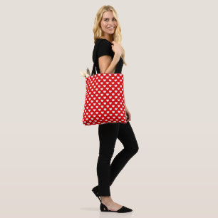 Striking Red And White Hearts Pattern Tote Bag