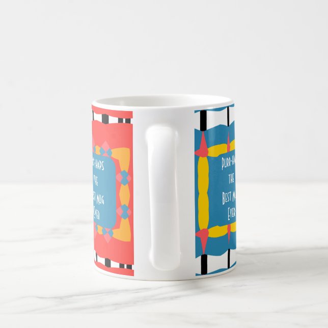 Striking Red, Blue and Yellow Geometric Coffee Mug (Handle)