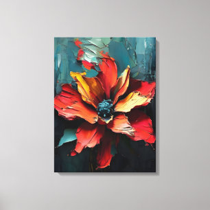 Striking Red Flower in Abstract Canvas Print