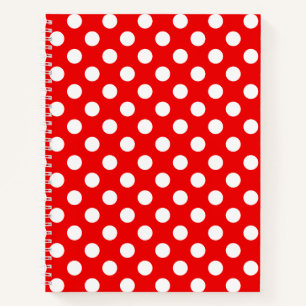 Striking Red Notebook With Big White Polka Dots