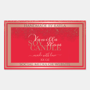 Striking Red Product Packaging Labels Rose Gold