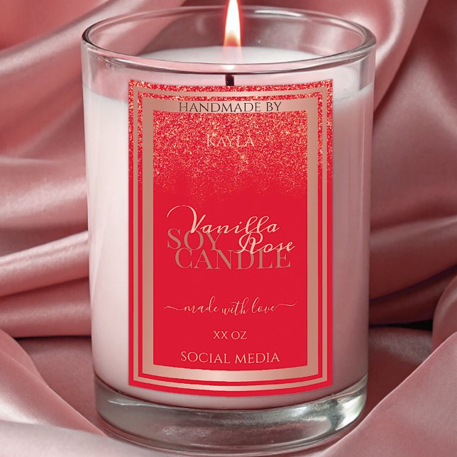 Striking Red Product Packaging Labels Rose Gold (Creator Uploaded)