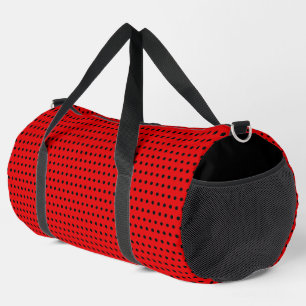 Striking Red With Stylish Black Dots Duffle Bag