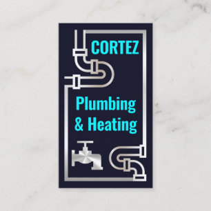 Striking Retro Silver Faucet Pipes Business Card