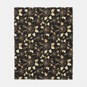 Striking rose and bud composition fleece blanket