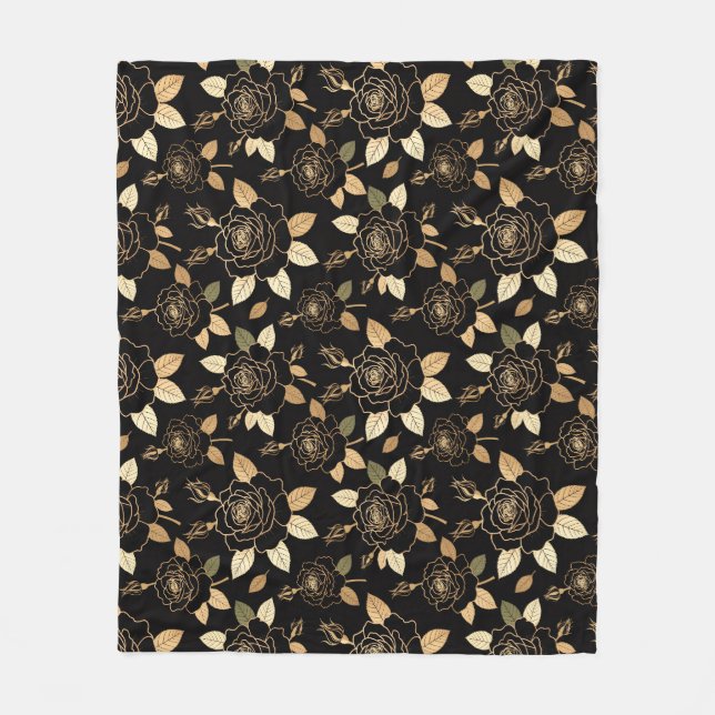 Striking rose and bud composition  fleece blanket (Front)