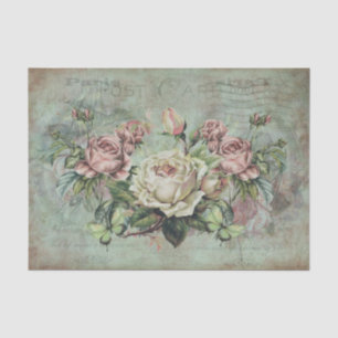 Striking Roses on Vintage Grey Background Tissue Paper