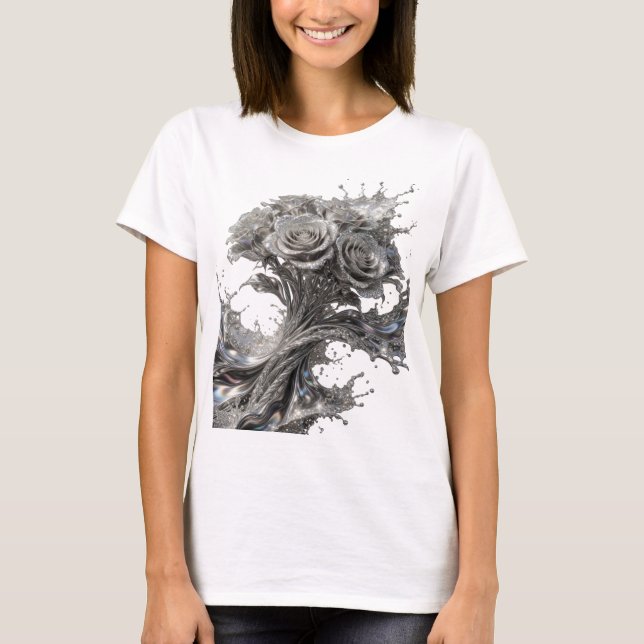 Striking Silver ABSTRACT ART Design v2 T-Shirt (Front)