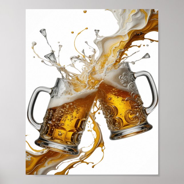 Striking Silver CHEERS TO GOOD TIMES Text Design Poster (Front)
