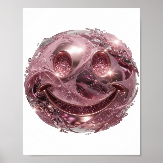Striking Silver HAPPY FACE Bold Design Poster (Front)
