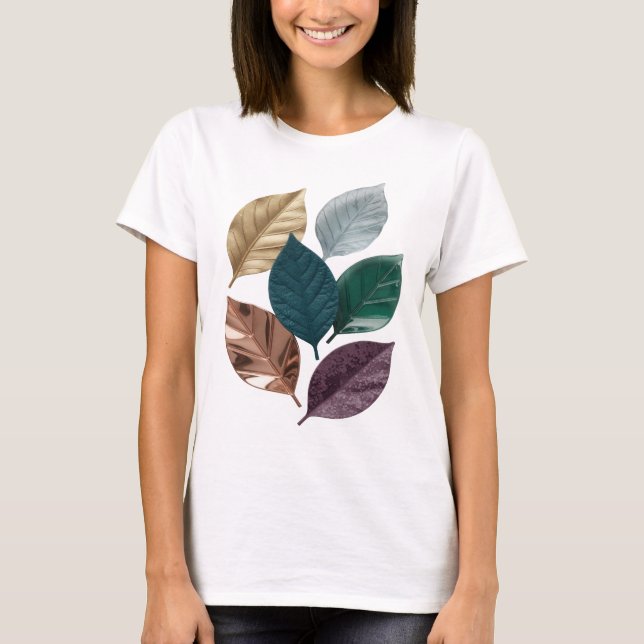 Striking Silver LEAFY T DESIGN Print T-Shirt (Front)