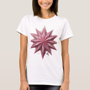 Striking Silver PINK STAR Text Design T-Shirt