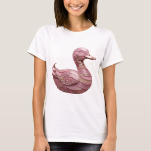 Striking Silver PINK SWAN Design T-Shirt