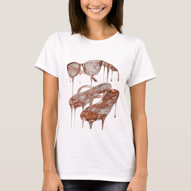 Striking Silver ROSE GOLD GLAMOUR Statement Design T-Shirt (Front)