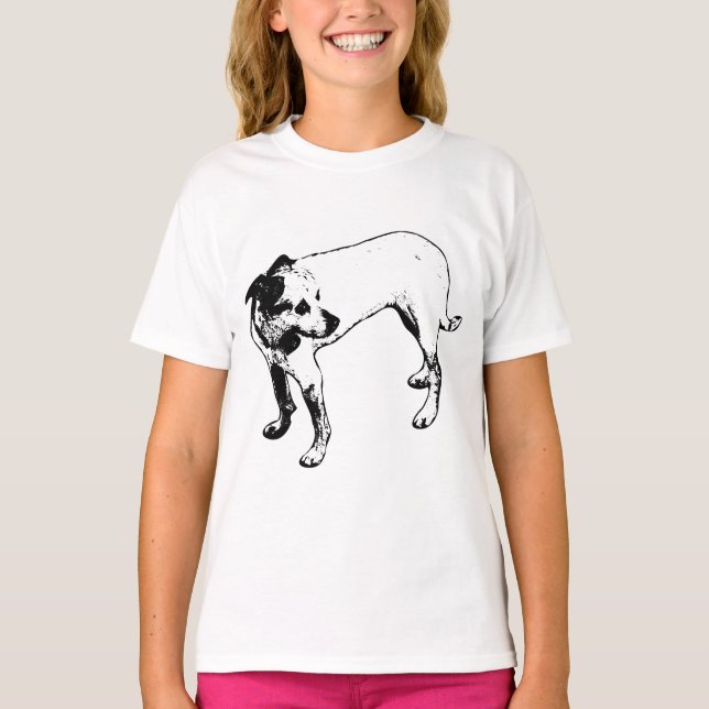 Striking Terrier Mix Full‑Body Profile Tee (Front)