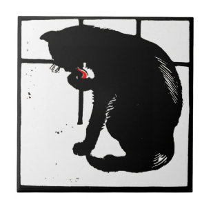 Striking Victorian Woodcut Animal Coaster Cats