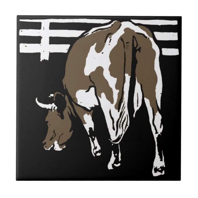 Striking Victorian Woodcut Animal Coaster  - Cows (Front)