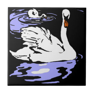 Striking Victorian Woodcut Animal Coaster - Swans