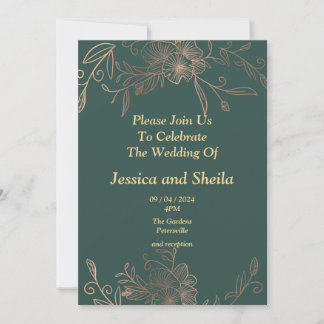 Striking Wedding Invitation, emerald green Invitation
