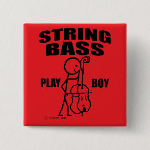 String Bass Play Boy 15 Cm Square Badge