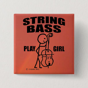 String Bass Play Girl 15 Cm Square Badge