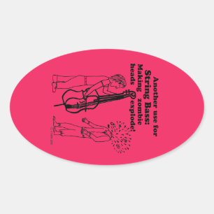String Bass Zombie Explode Oval Sticker
