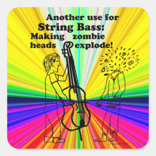 String Bass Zombie Explode Square Sticker