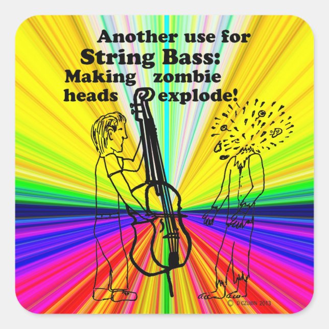 String Bass Zombie Explode Square Sticker (Front)