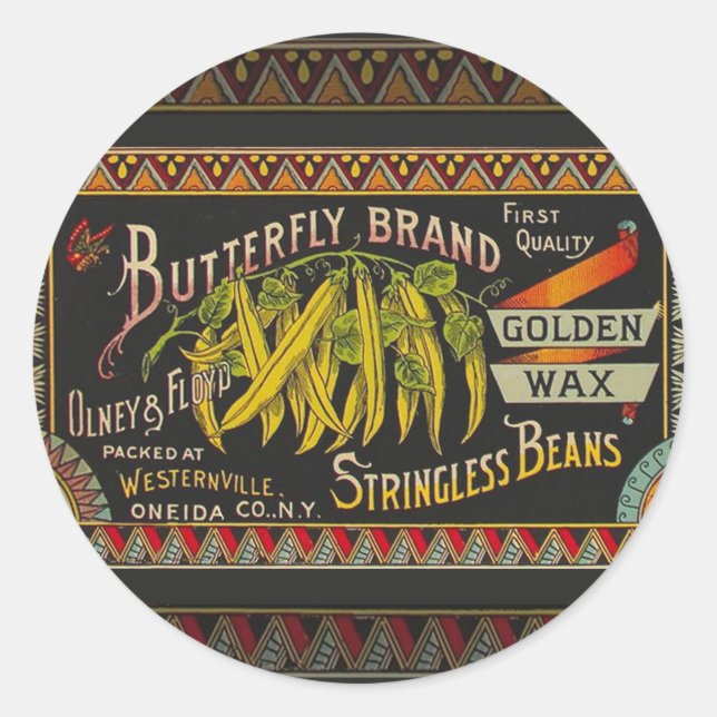 String Bean Label Vegetable Country (Front)