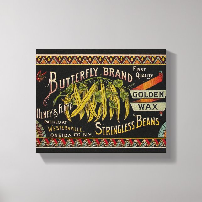 String Bean Label Vegetable Country Canvas Print (Front)